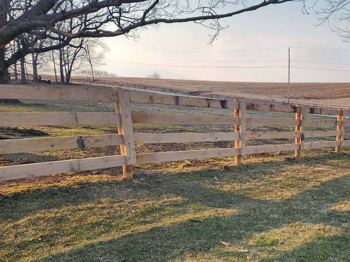 Fence with Wood Farming Fence in Linden Wisconsin in Madison Wisconsin